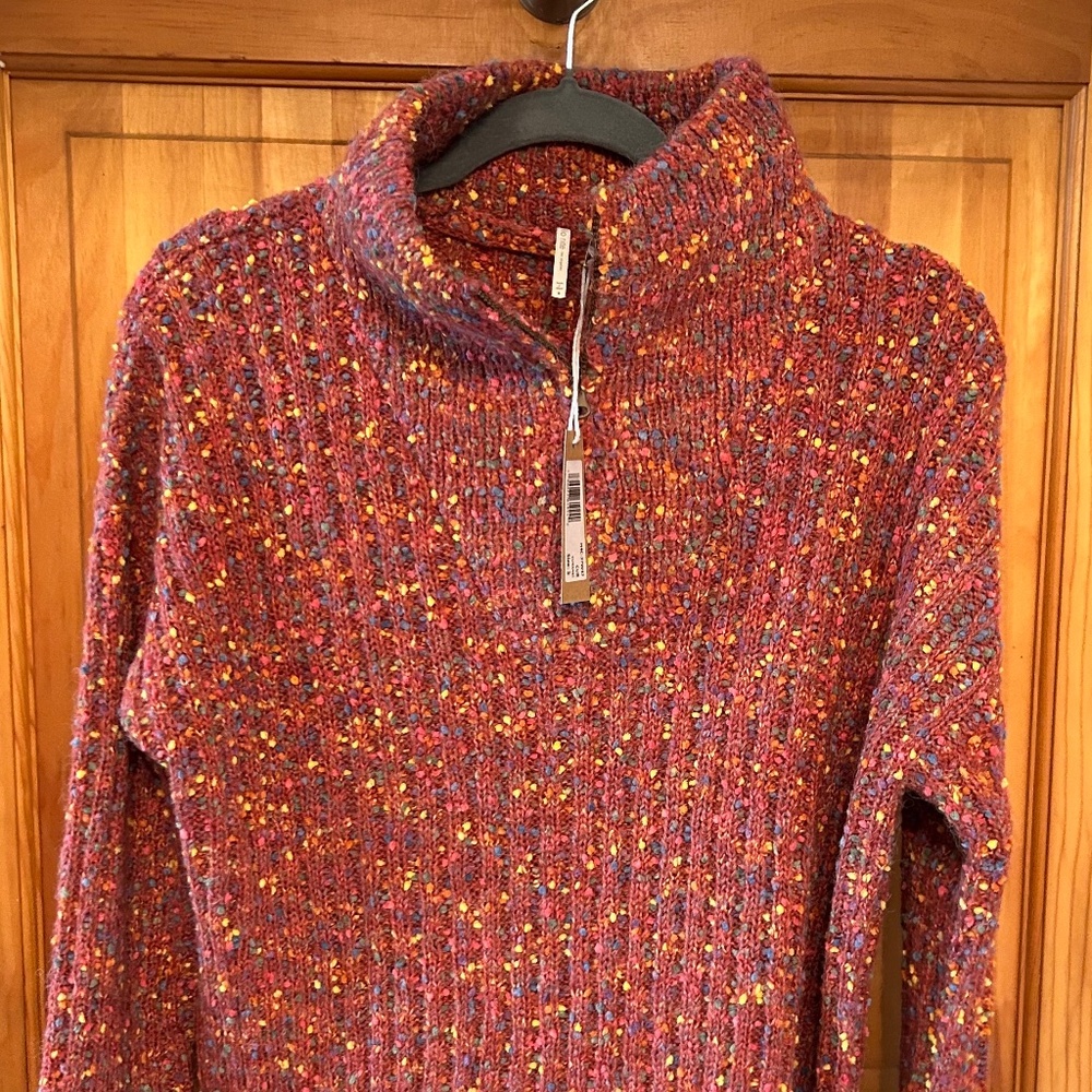 NWT Hello Nite Ribbed Currant 1/4 Zip Sweater
